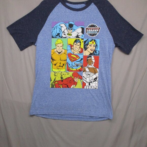 DC Comics Character Graphic Print Raglan Short Sleeve Blue Men Size | L - Picture 3 of 10